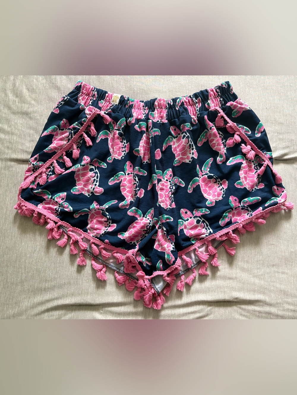 Simply Southern Pink and Navy Blue Turtle Shorts